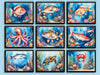 Meerestiere - Fische und Schalentier - Aquarell