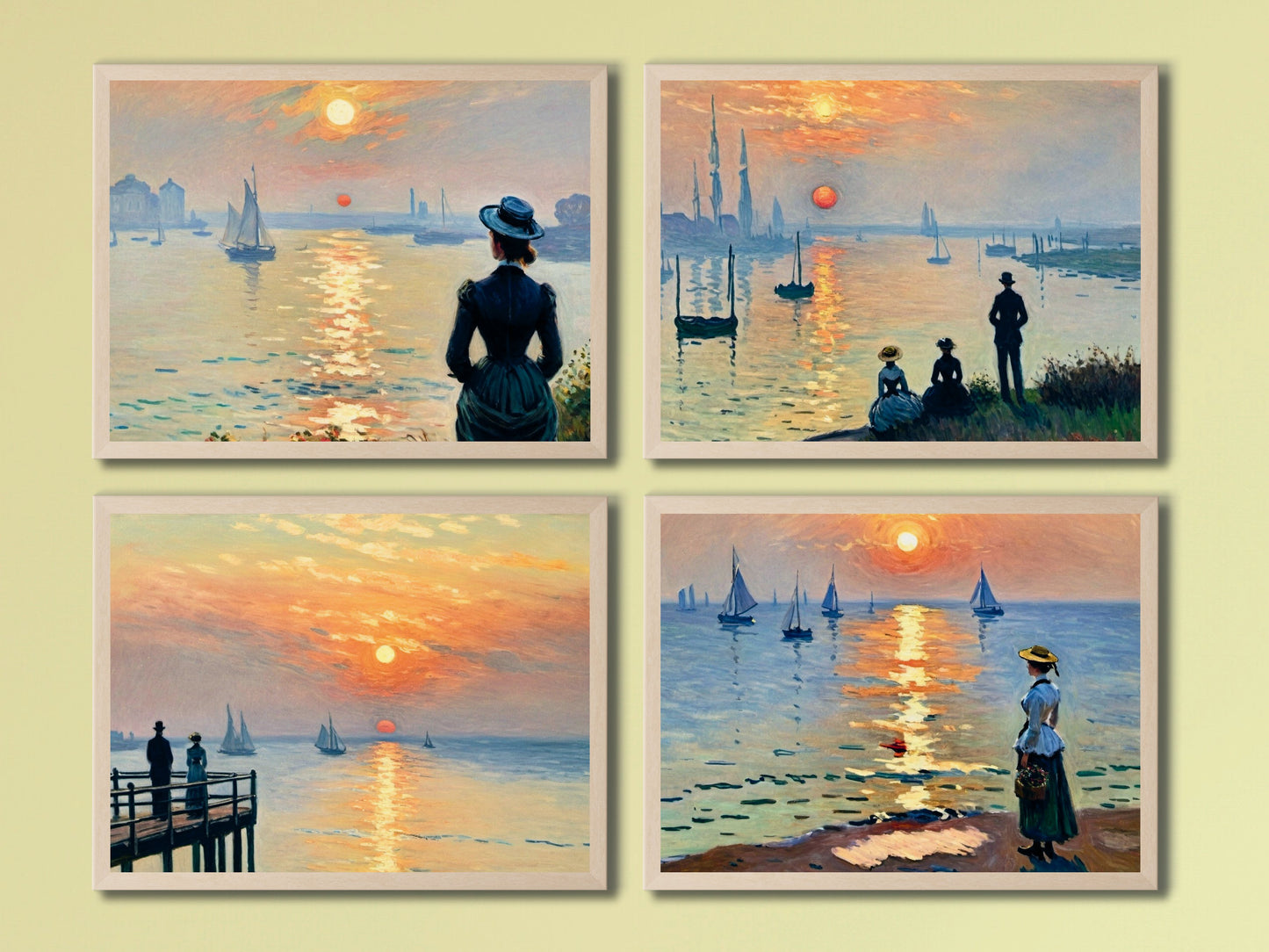 Sonnenuntergang am Meer - Vintage Stil Claude Monet