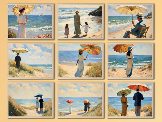 Strandspaziergang im Sommer in den 1920er Jahren - im Vintage Stil Claude Monet