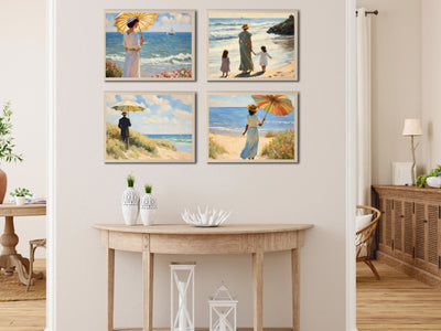 Strandspaziergang im Sommer in den 1920er Jahren - im Vintage Stil Claude Monet