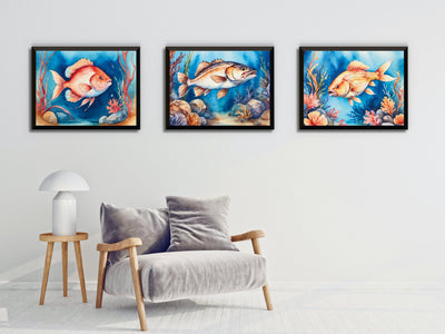 Meerestiere - Fische und Schalentier - Aquarell