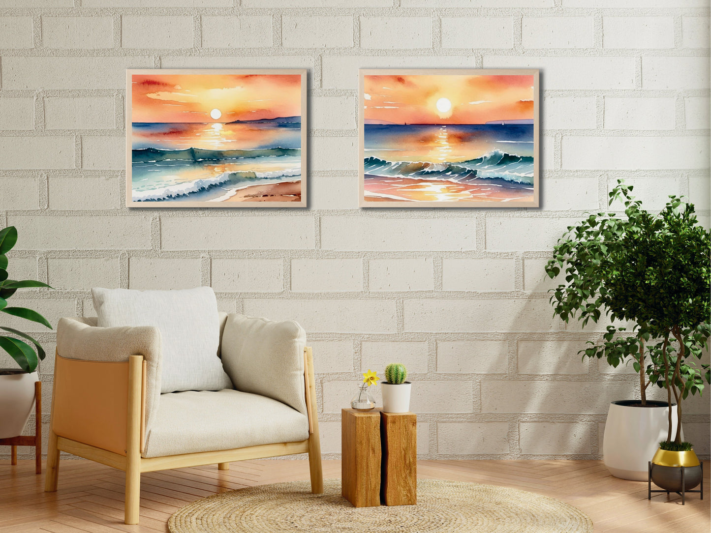 Sonnenuntergang am Meer - Aquarell