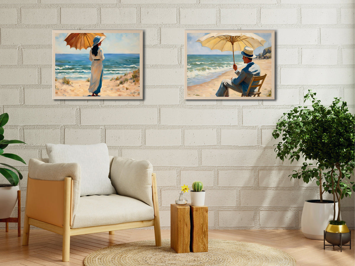 Strandspaziergang im Sommer in den 1920er Jahren - im Vintage Stil Claude Monet