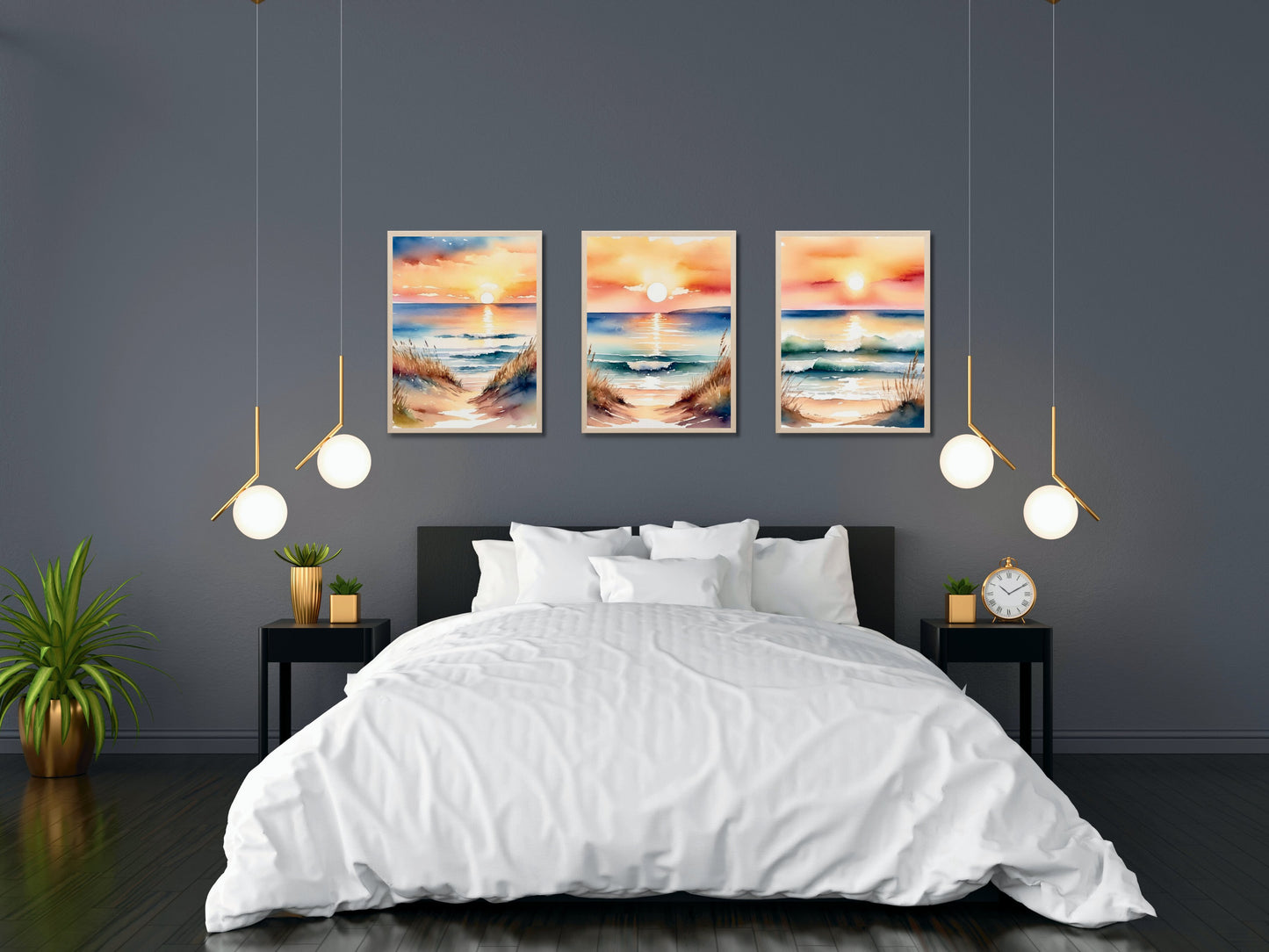 Sonne am Meer - Vögel und Wal - Aquarell - Bundle