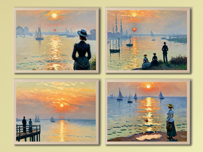 Sonnenuntergang am Meer - Vintage Stil Claude Monet