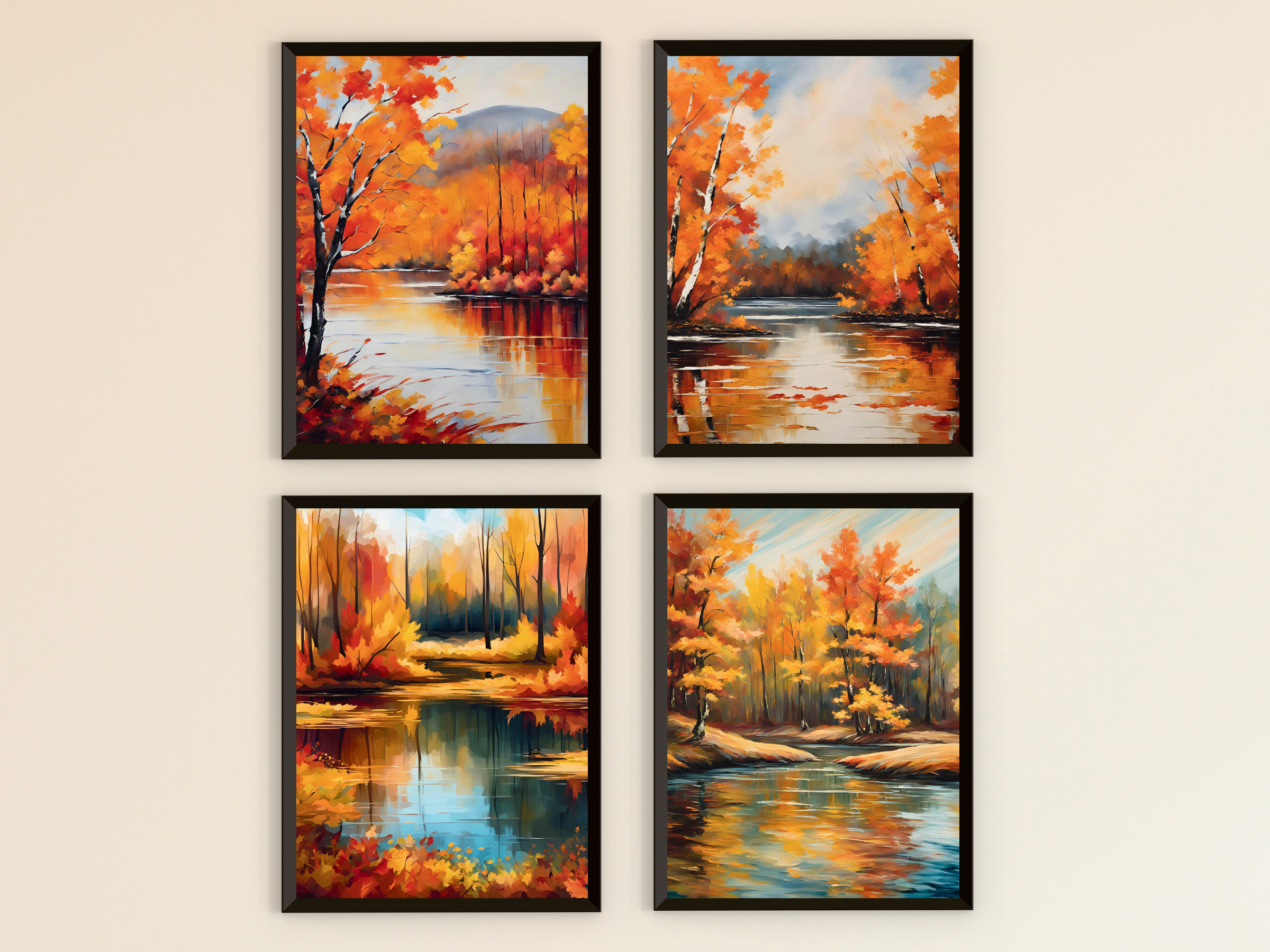 Herbstwald am See - Abstrakte Malerei