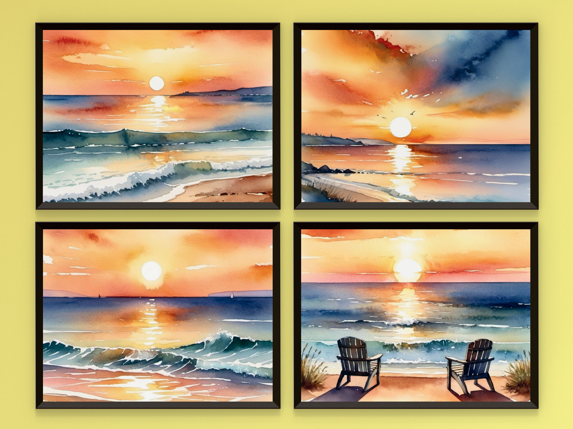 Sonnenuntergang am Meer - Aquarell