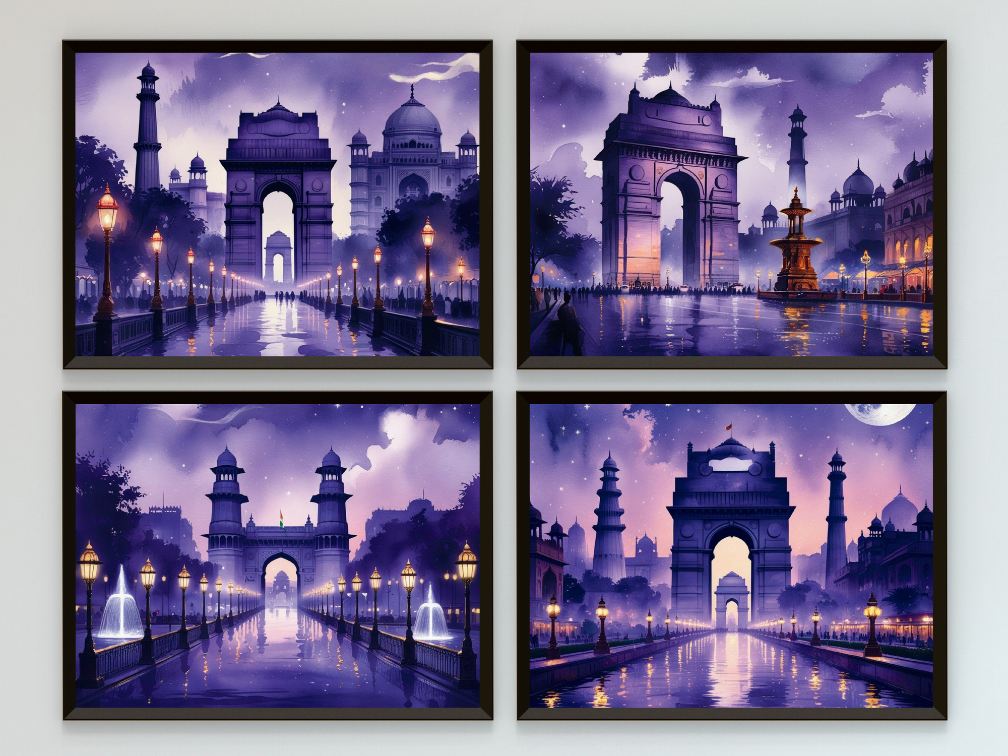 New Delhi bei Nacht - Aquarell