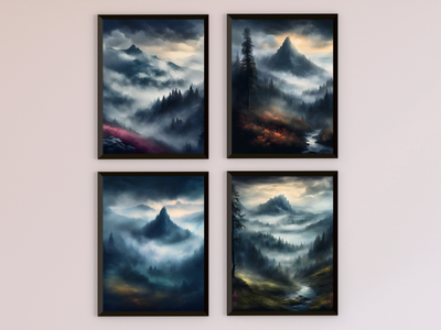 Mystical Mountain Landscape with Fog - Romanticism