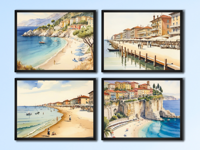 Italian Seaside Resorts in the 1920s - Watercolor