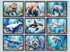 Marine Animals - Mammals - Watercolor