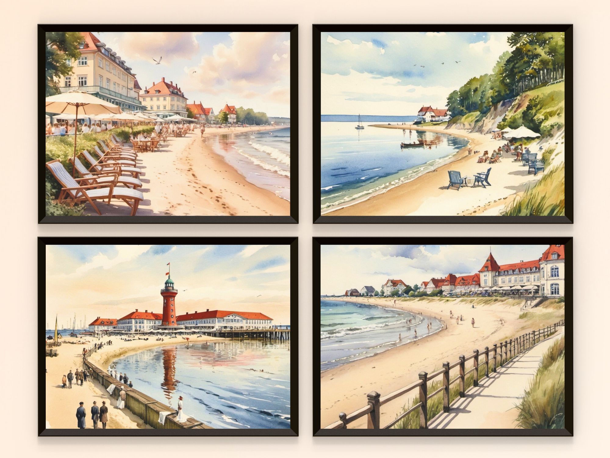 Deutsche Badeorte in den 1920er Jahren - Aquarell