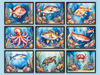 Sea Creatures - Fish and Shellfish - Watercolor