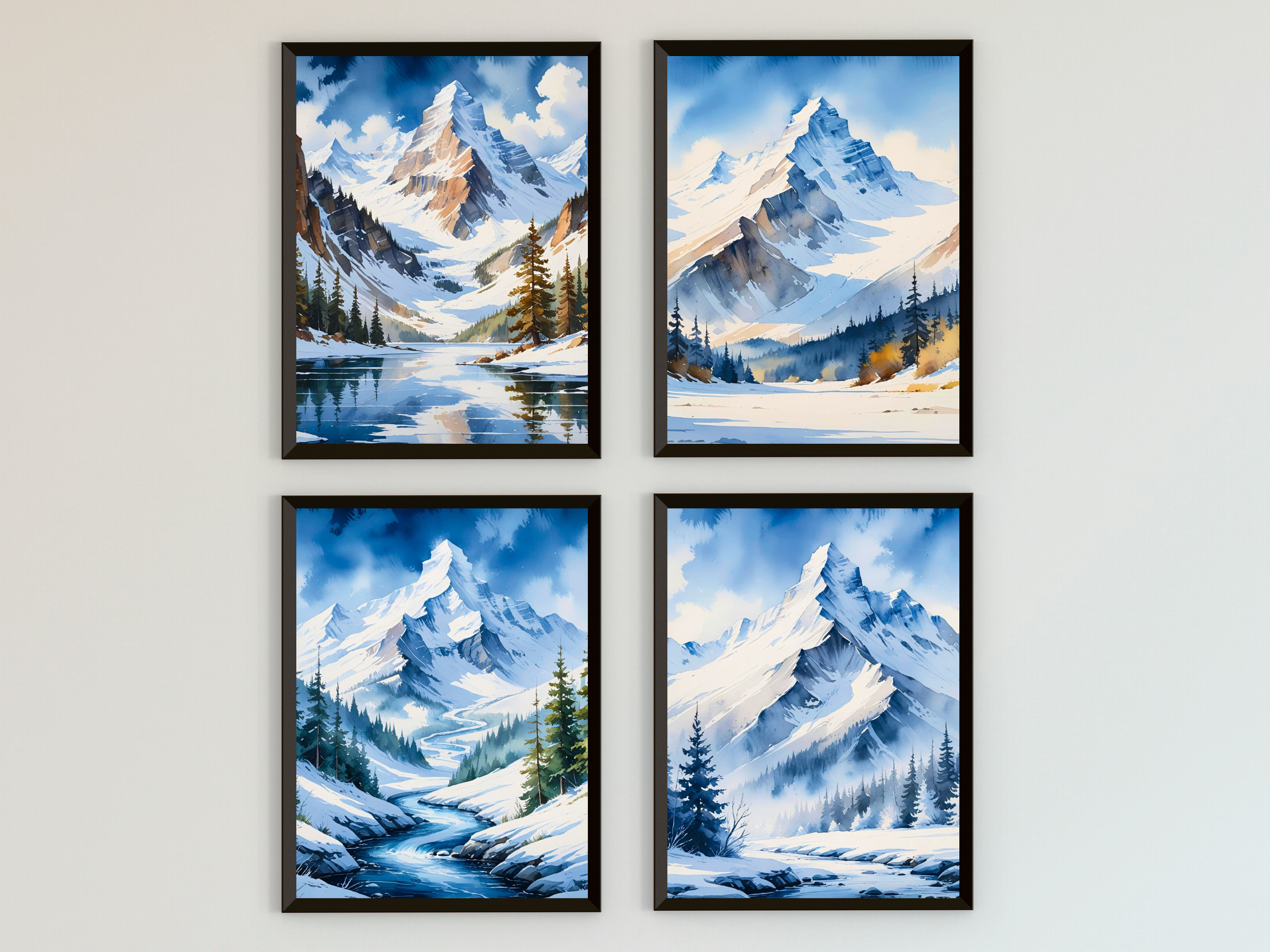 Berglandschaft im Winter - Aquarell