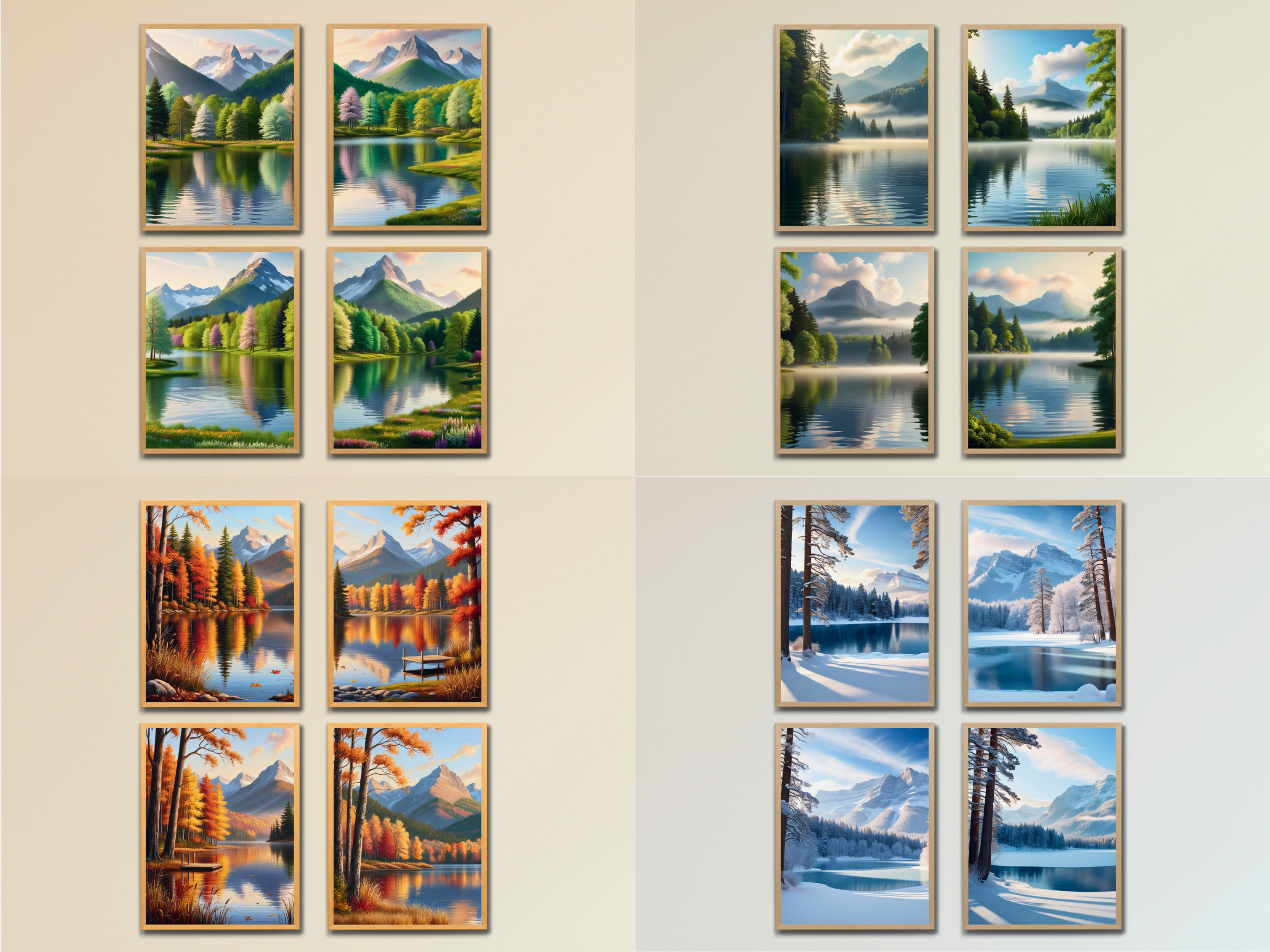 Landschaft-Wald-See - Frühling, Sommer, Herbst, Winter - Bundle