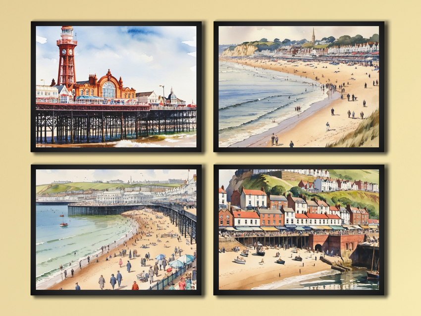 English Seaside Resorts in the 1920s - Watercolor