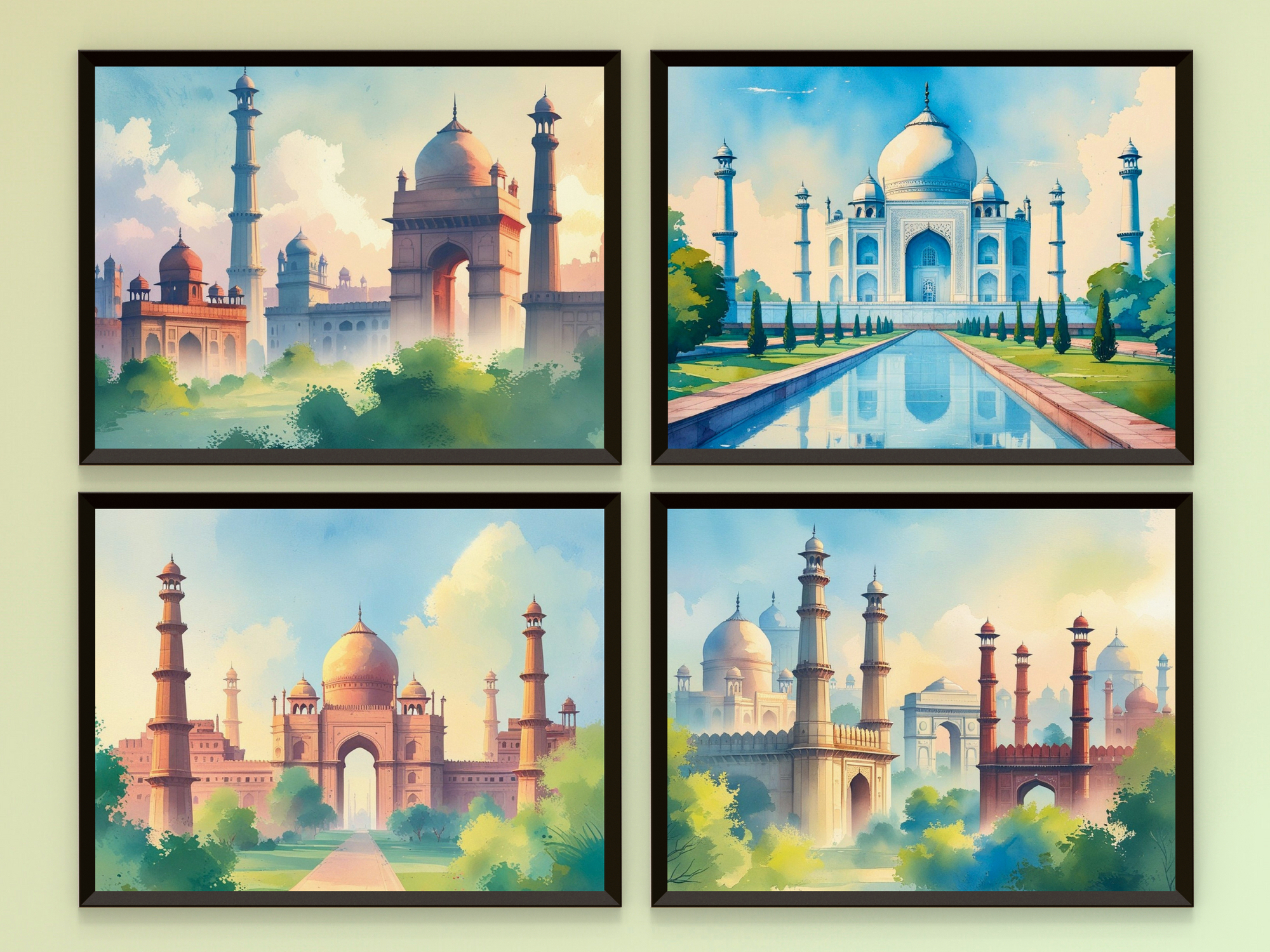 New Delhi bei Tag - Aquarell