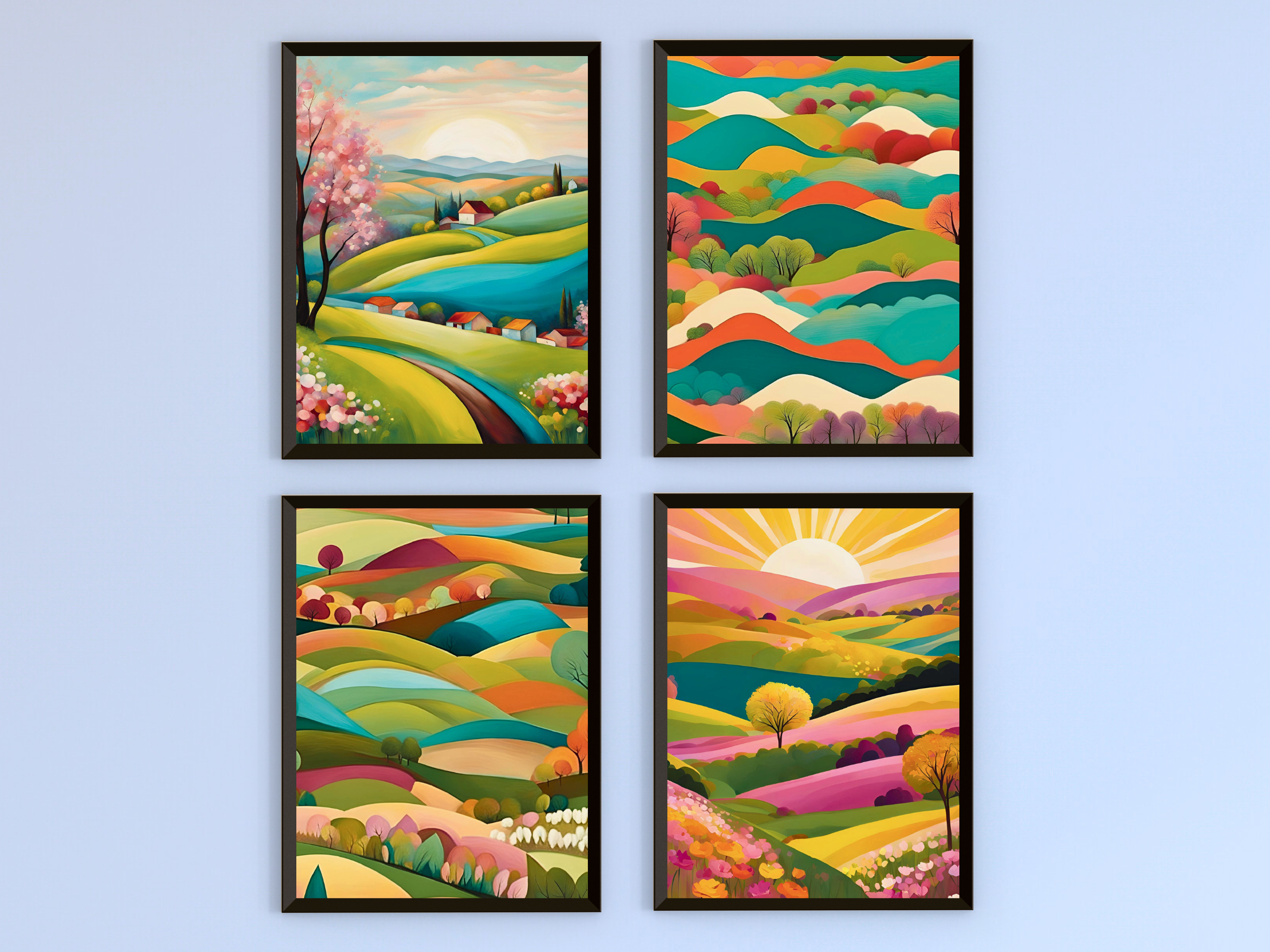 Hügel im Frühling - Abstrakte Malerei
