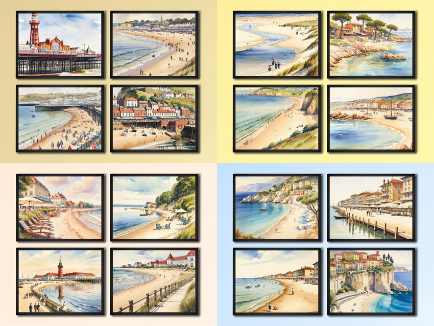Seaside Resorts in the 1920s - Watercolor - Bundle