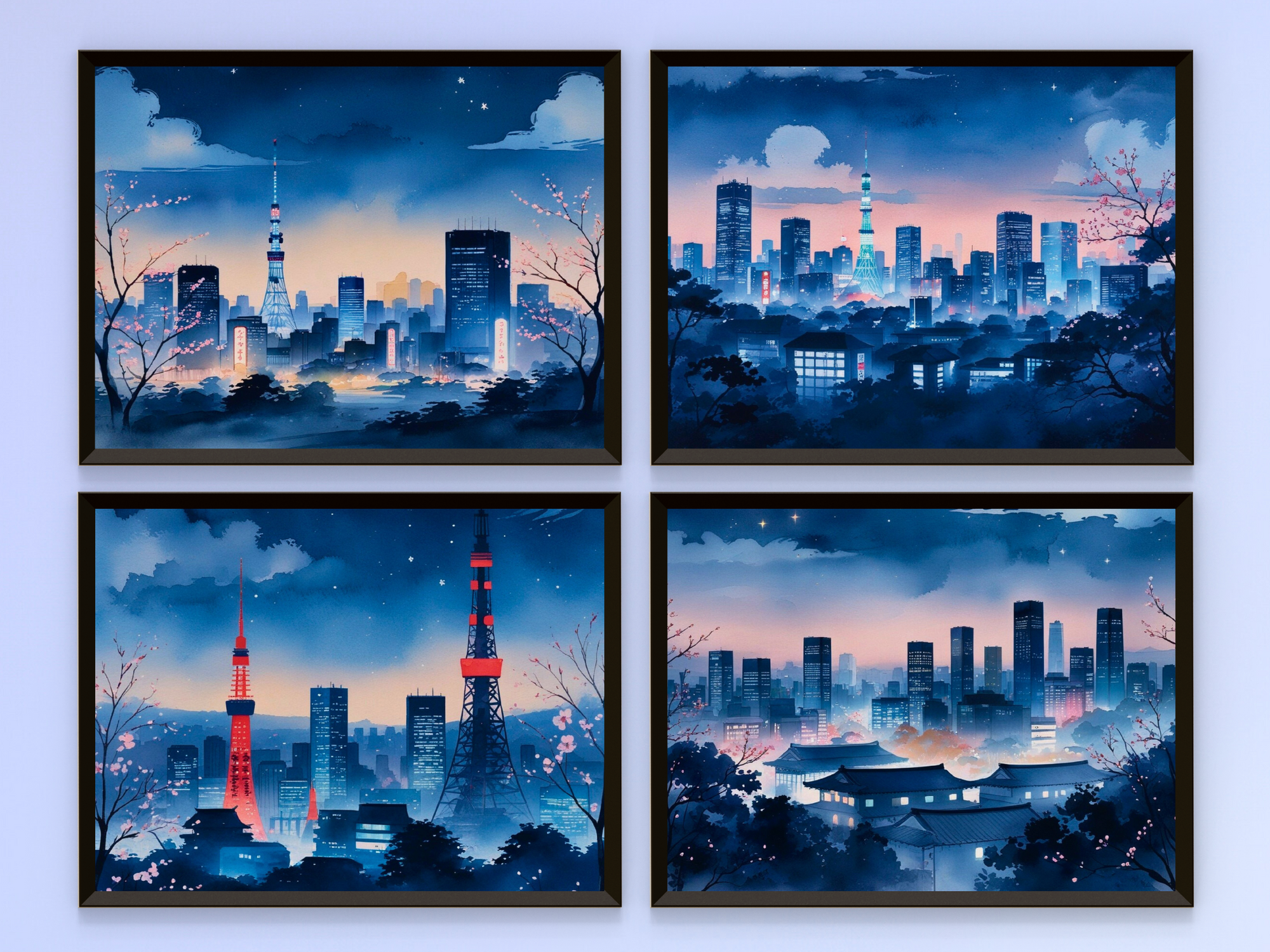 Tokyo bei Nacht - Aquarell