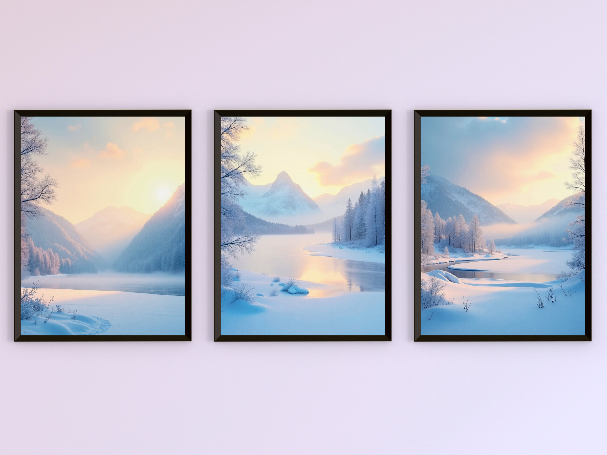 gefrorener Fluss im Abendlicht - Romantik