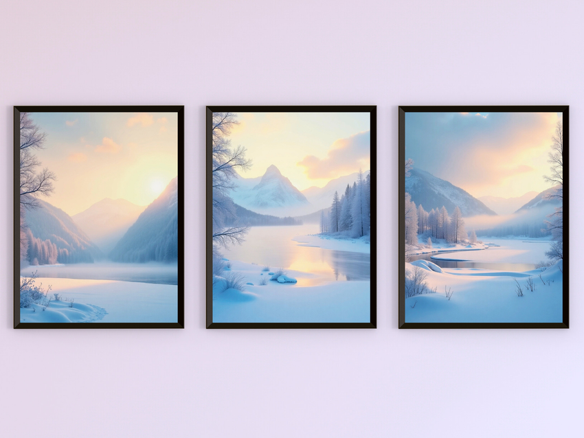 gefrorener Fluss im Abendlicht - Romantik