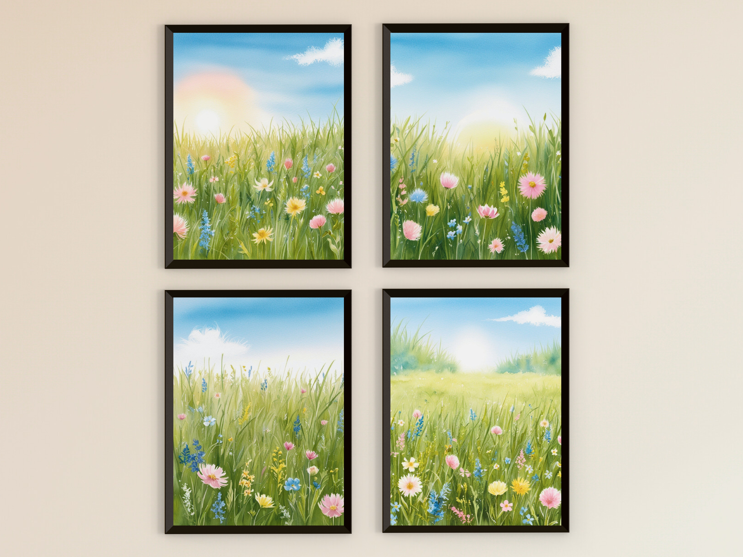 Wildblumenwiese im Frühling - Aquarell