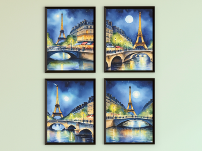 Paris at Night - Watercolor