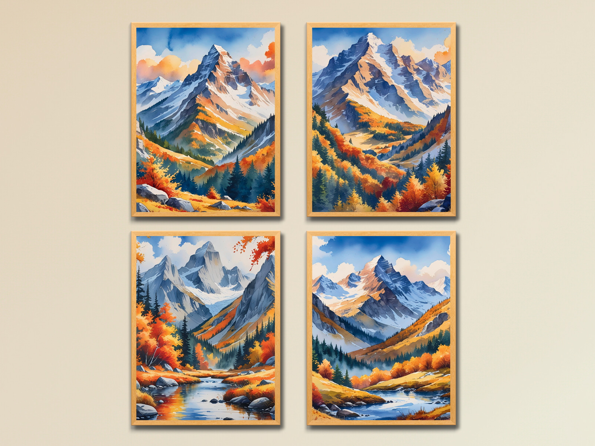 Berglandschaft im Herbst - Aquarell