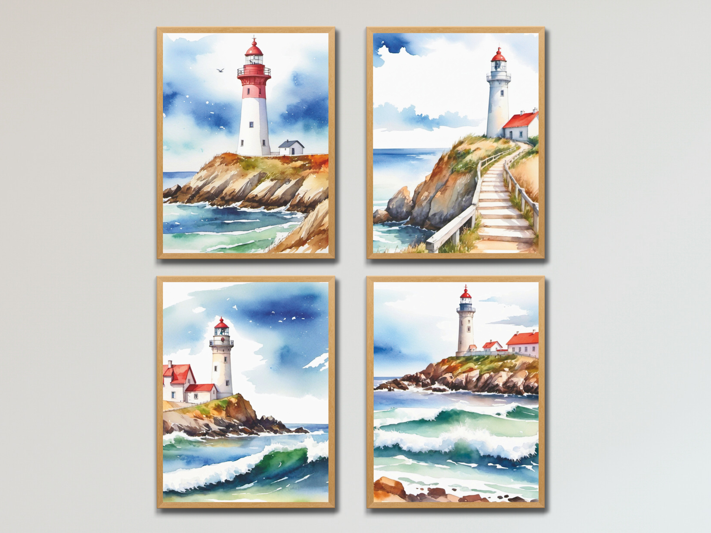 Lighthouse by the Sea - Watercolor