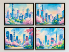 Tokyo bei Tag - Aquarell