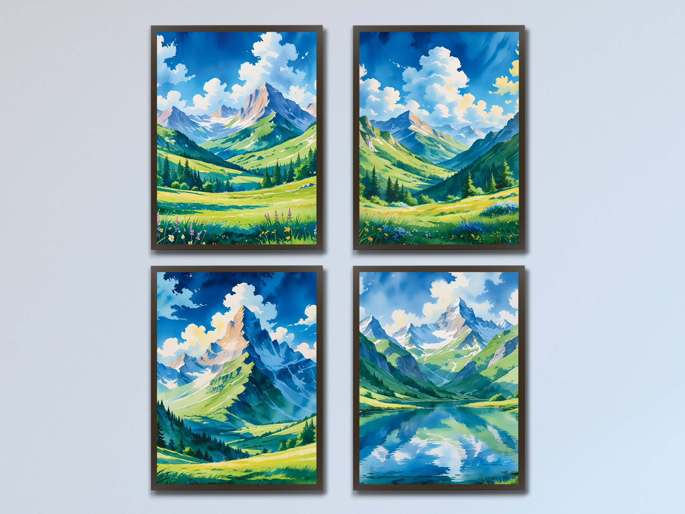 Berglandschaft im Sommer - Aquarell