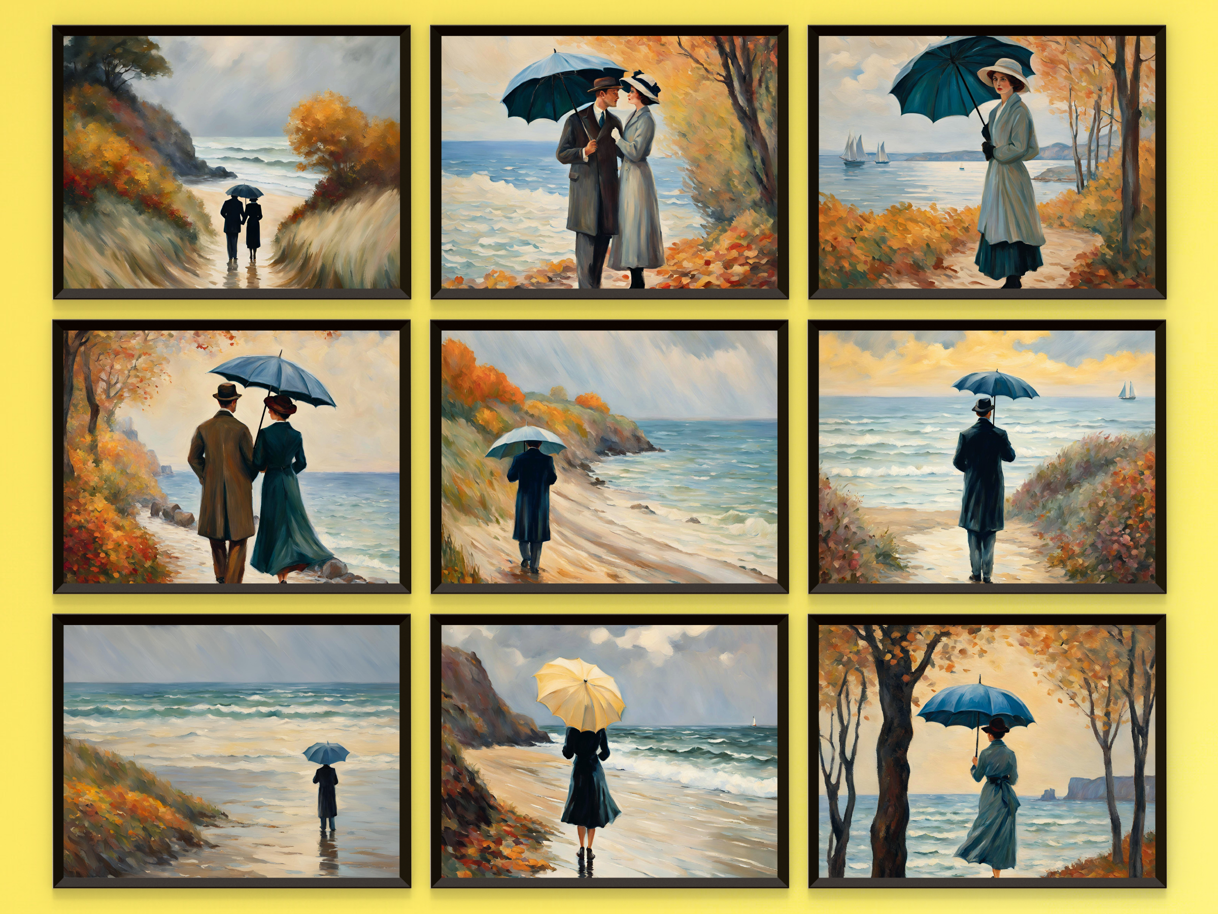 Strandspaziergang im Herbst in den 1920er Jahren - im Vintage Stil Claude Monet