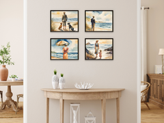 Strandspaziergang im Sommer in den 1920er Jahren - Aquarell