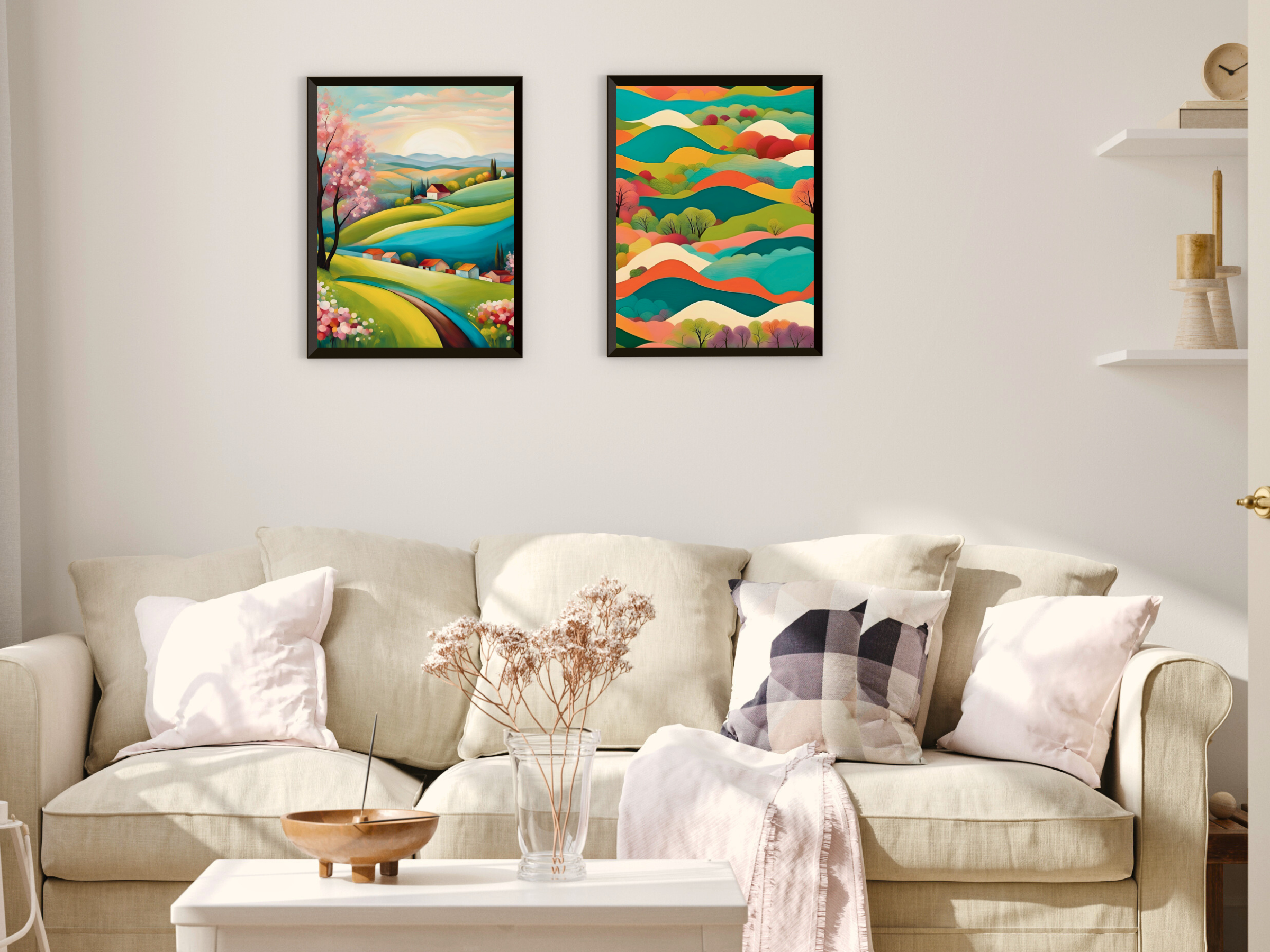 Collines au printemps - Peinture abstraite