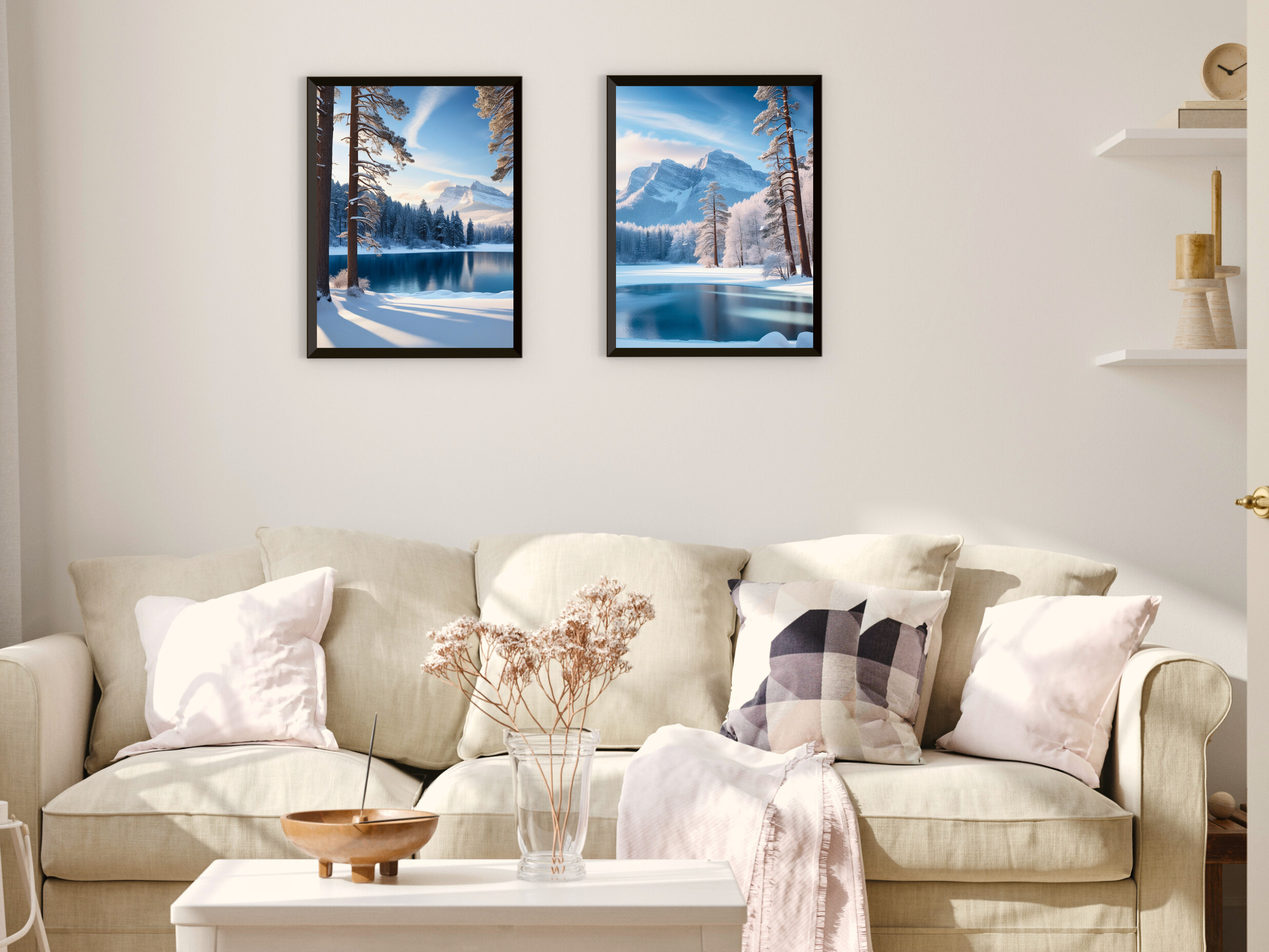 Landschaft-Wald-See im Winter