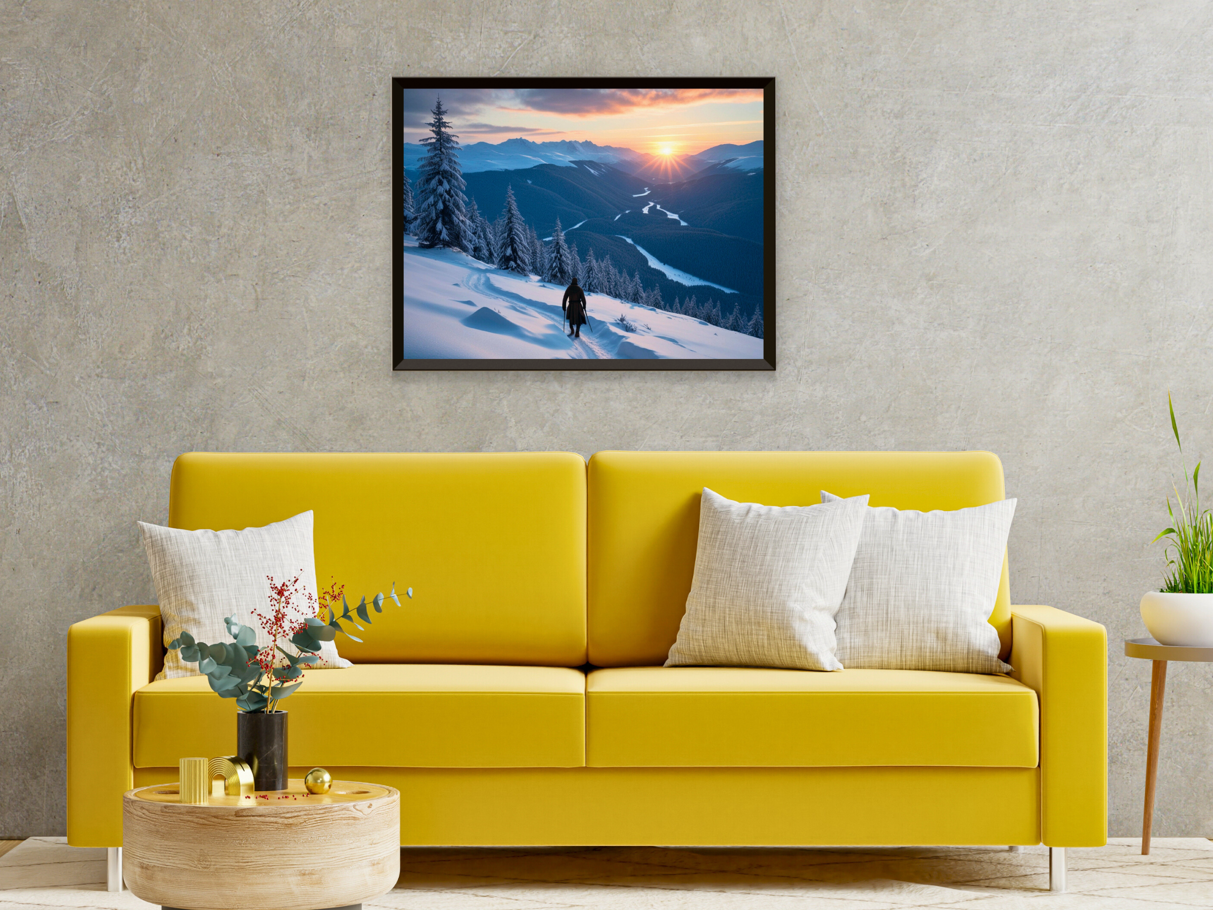 verschneite Berglandschaft im Dämmerlicht - Romantik