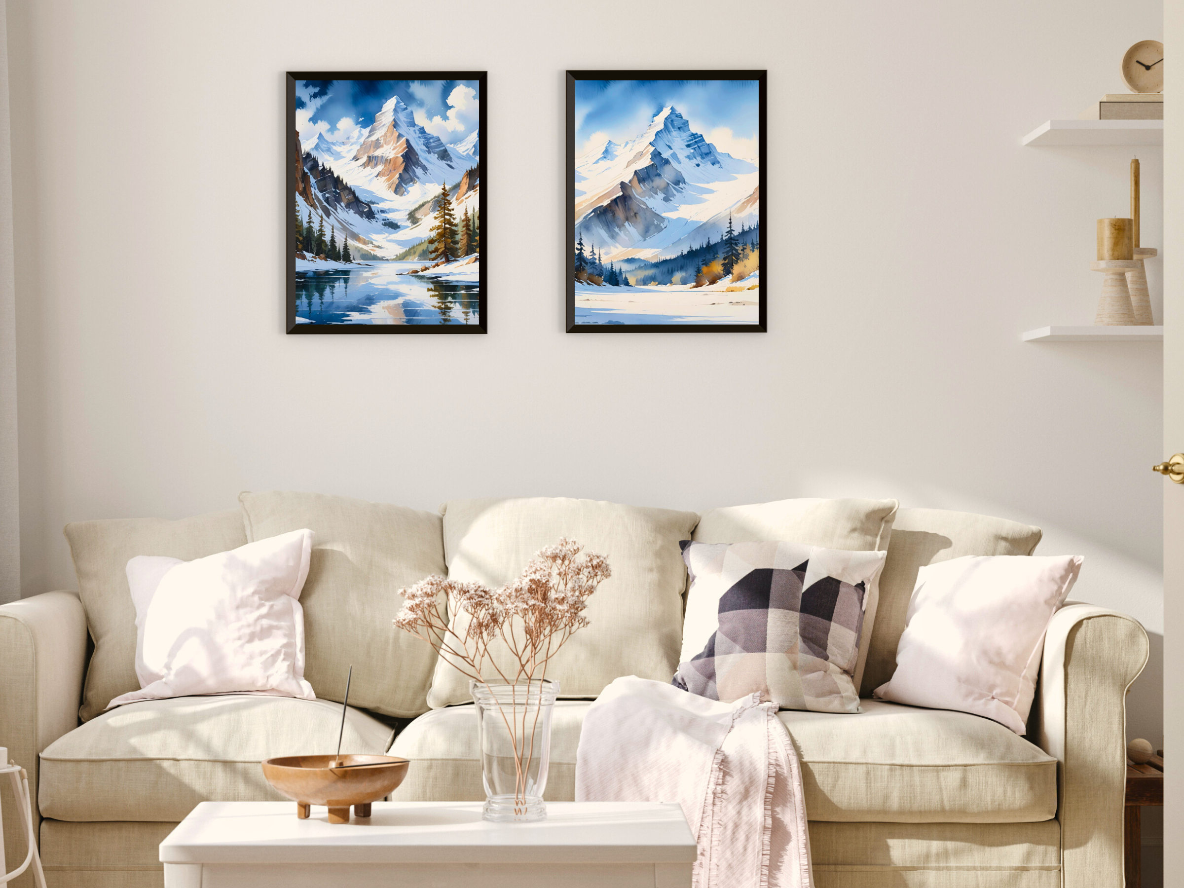 Berglandschaft im Winter - Aquarell