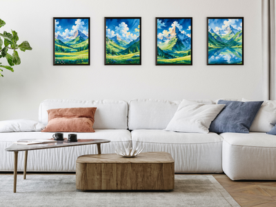 Berglandschaft - Frühling, Sommer, Herbst, Winter - Aquarell - Bundle