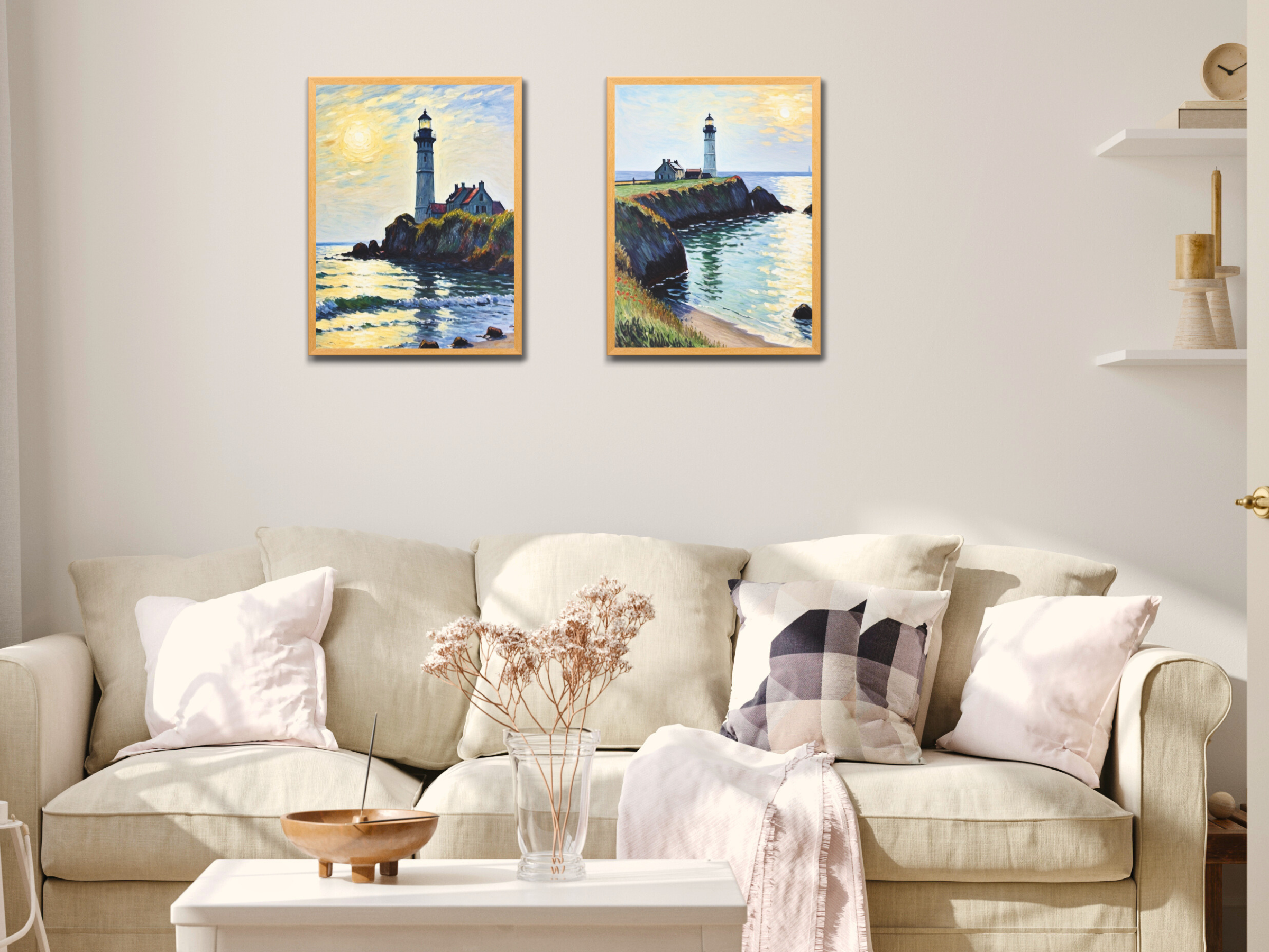 Phare au bord de la mer - style vintage Claude Monet