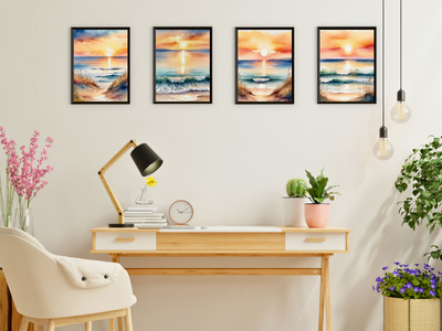 Sun by the Sea - Birds and Whale - Watercolor - Bundle