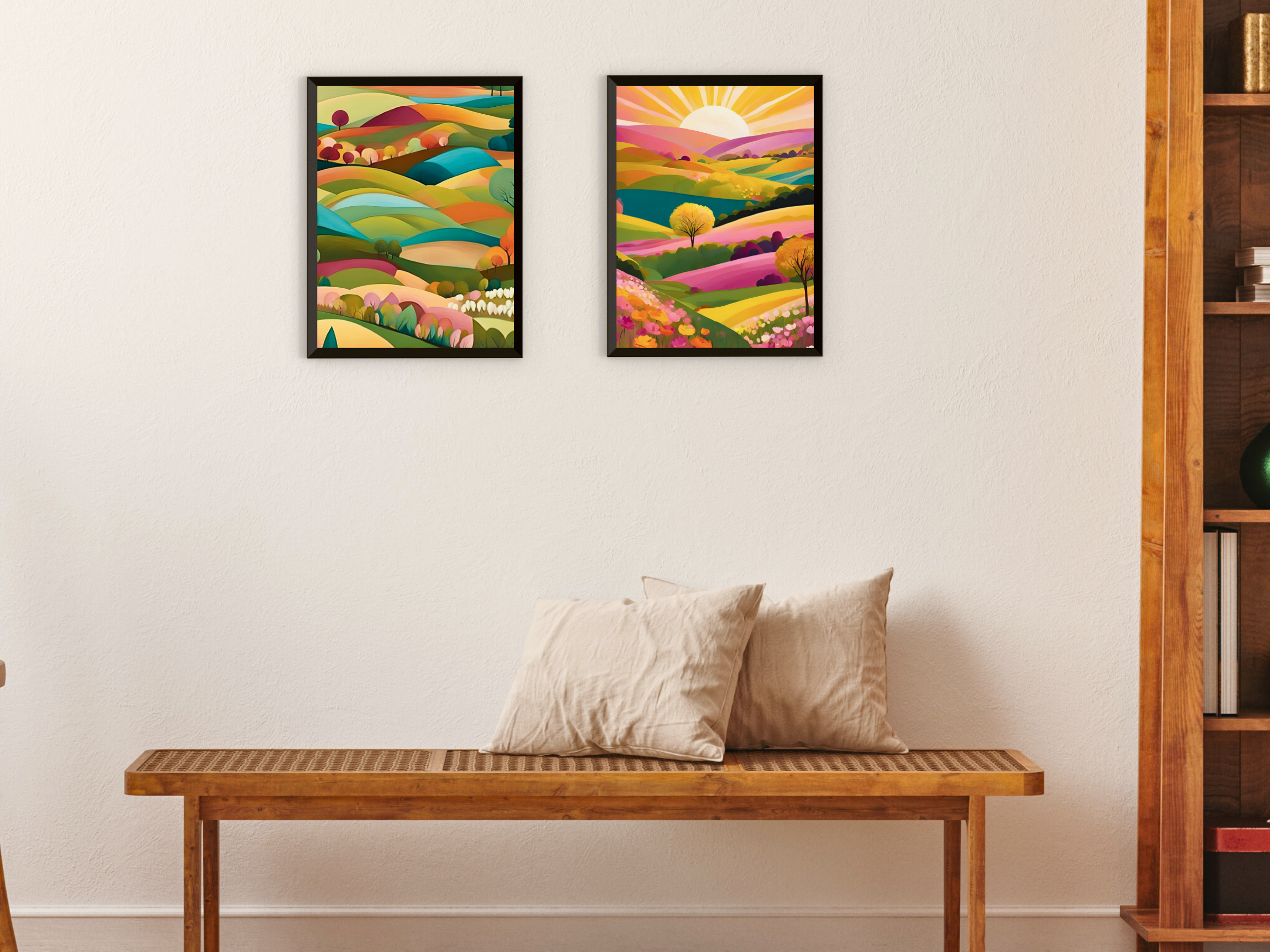 Collines au printemps - Peinture abstraite