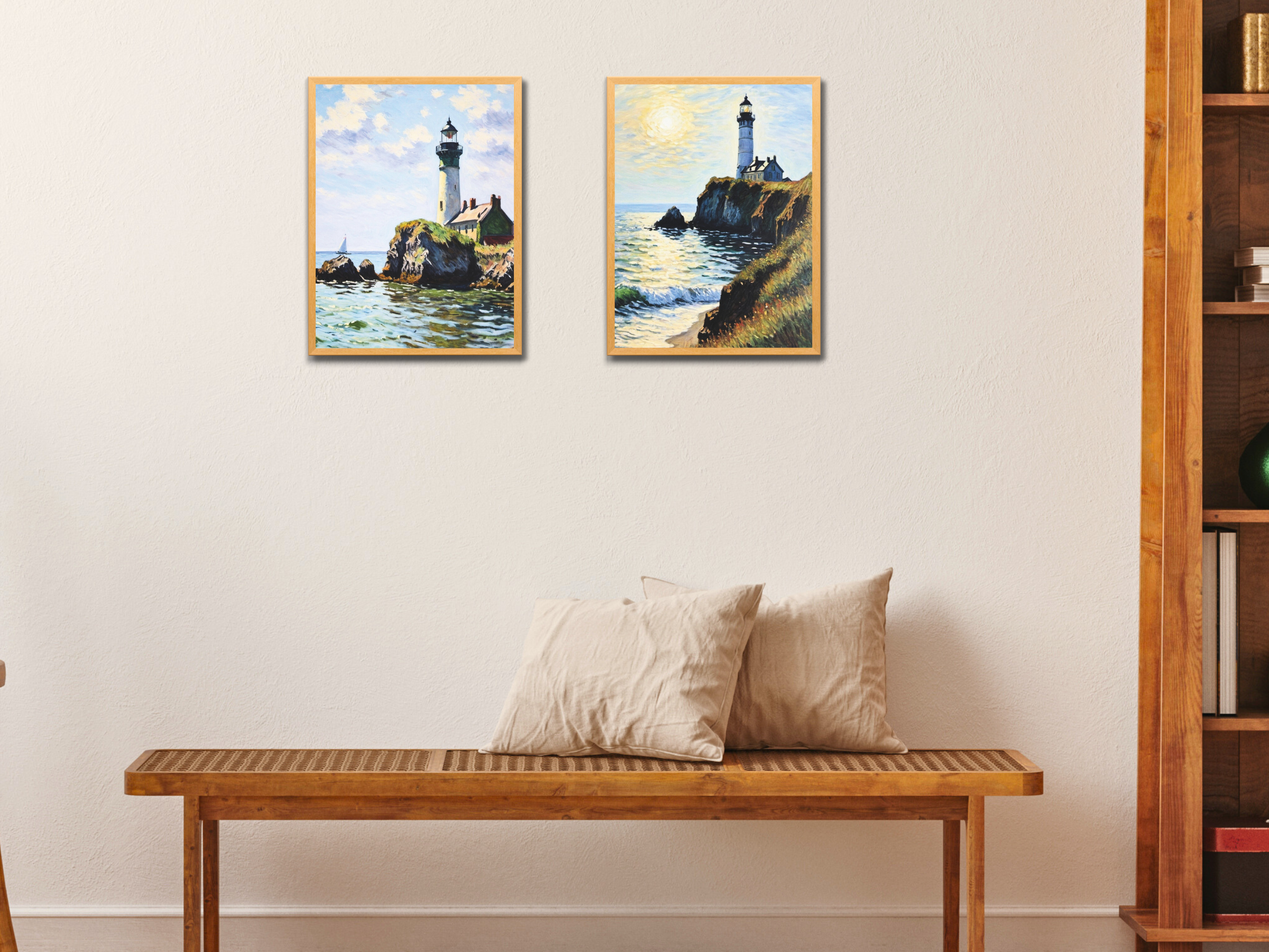 Phare au bord de la mer - style vintage Claude Monet