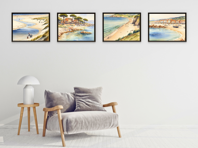 French Seaside Resorts in the 1920s - Watercolor