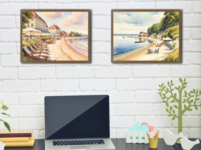 Badeorte in den 1920er Jahren - Aquarell - Bundle