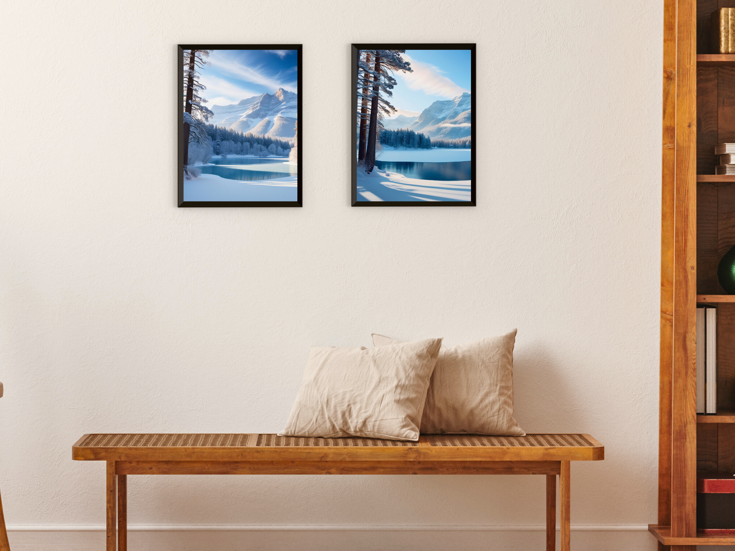 Landschaft-Wald-See im Winter