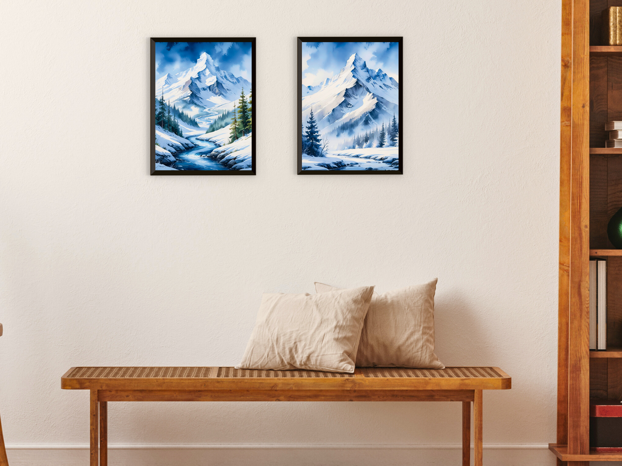 Berglandschaft im Winter - Aquarell