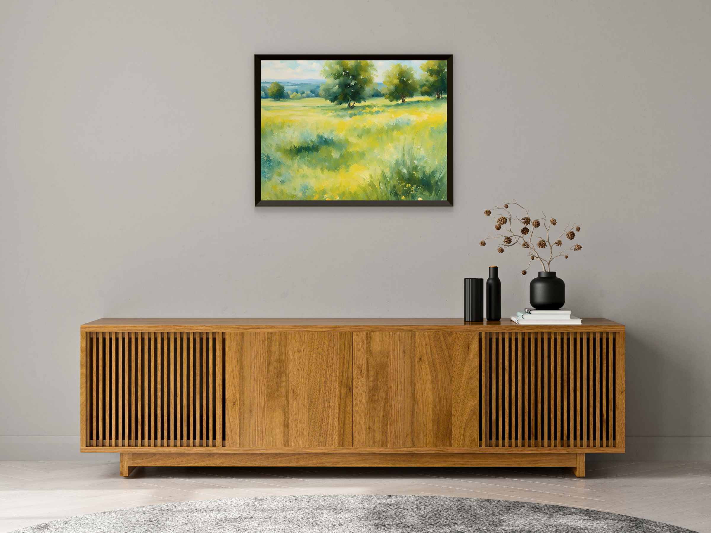 Paysage de prairies en lumière d'été - Impressionnisme