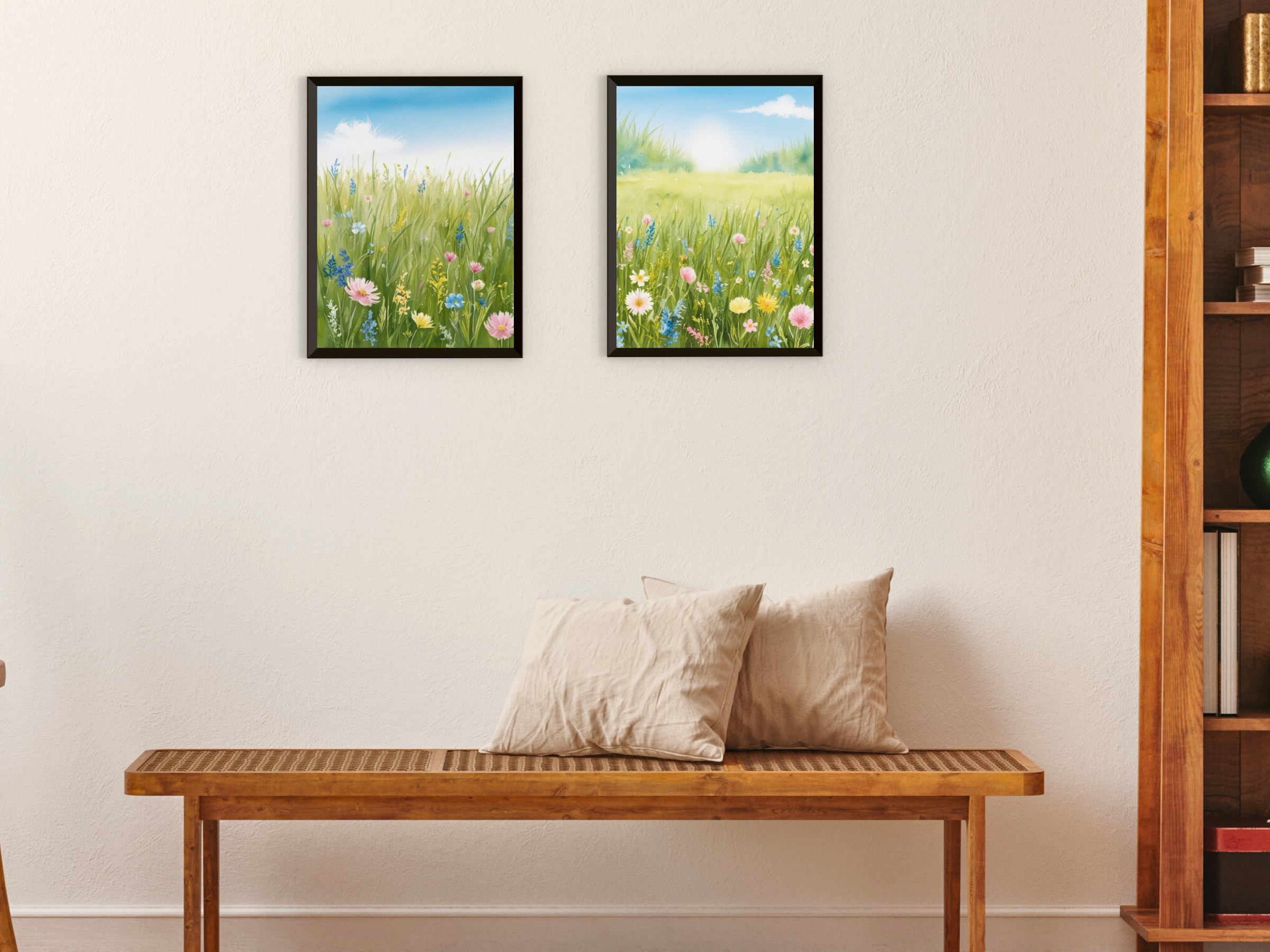 Prairie de fleurs sauvages au printemps - Aquarelle