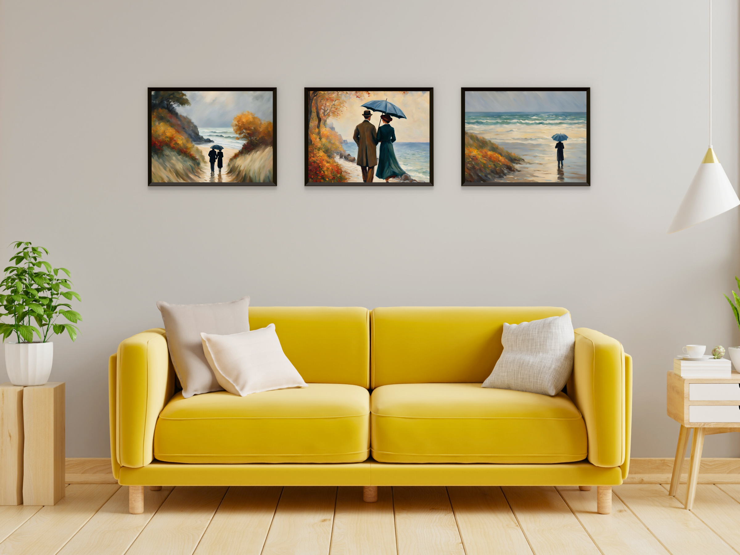Strandspaziergang im Herbst in den 1920er Jahren - im Vintage Stil Claude Monet